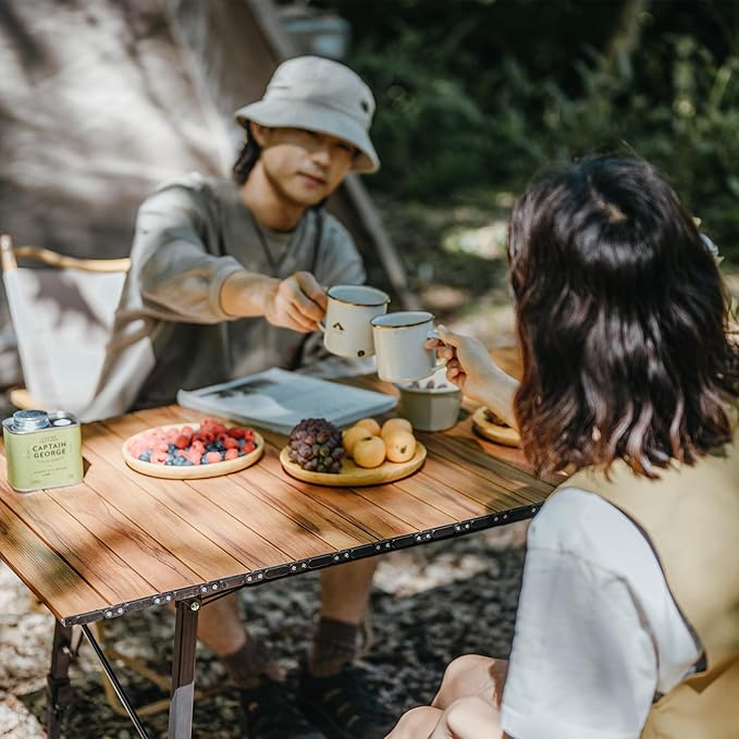 Naturehike MW03 Portable Camping Table with Adjustable Legs, Lightweight Aluminum Folding Beach Table with Carry Bag for Outdoor Cooking Picnic Beach Backyards BBQ Party