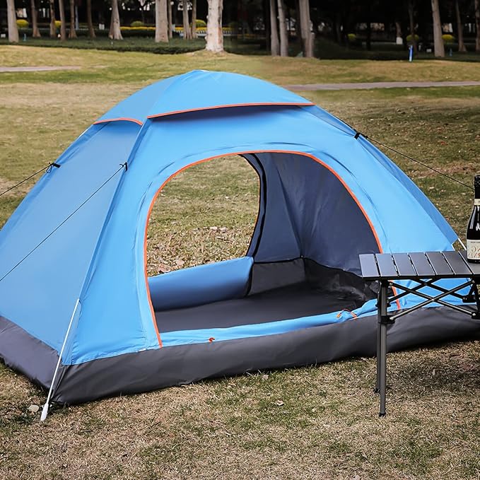 MoNiBloom 2 Person Dome Tent with Skylight, Ultralight Carry Family Tent Easy Set Up and Backpacking Tent with Lightweight Aluminum Alloy Frame for Adults Camping Hiking Outdoor Festivals, Blue