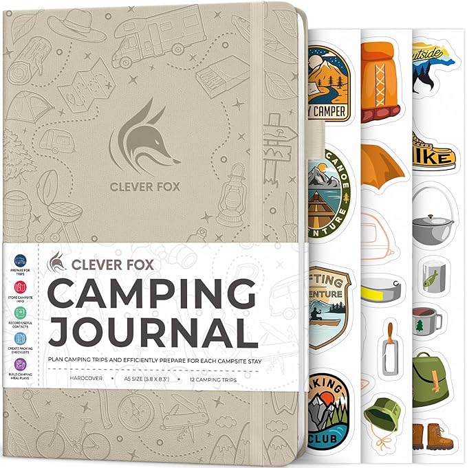 Clever Fox Camping Journal – Camper Log Book & RV Trip Planner – Outdoor Camp Journal & Adventure Travel Notebook – 12 Trips Total, 8 Pages per Trip – Hardcover, A5 Size (Foggy Alps)