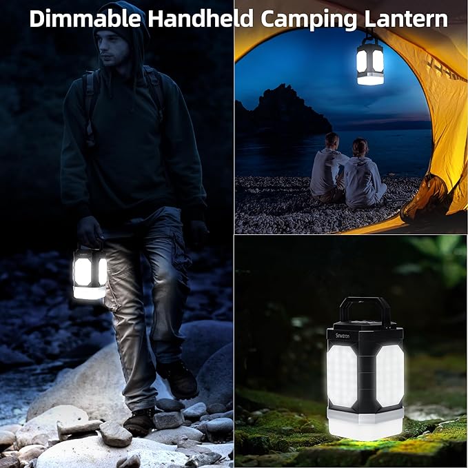 Sinvitron 30000mAh LED Camping Lantern with QC3.0 Fast Charging, 1000LM Emergency Lights for Power Outages, 350H Runtime, IPX5 Waterproof Rechargeable Lamp for Tent, Outdoor (Black/Grey)