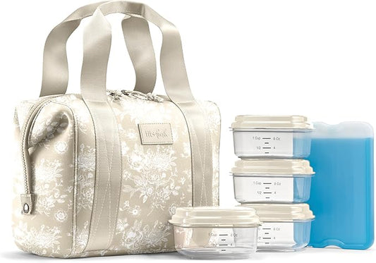 Fit & Fresh Neoprene Lunch Bag For Women, Insulated Womens Lunch Bag For Work, Tear & Stain Resistant Large Lunch Box For Women With Containers and Ice, Machine Washable Remi Lunch Bag, Tan Toile