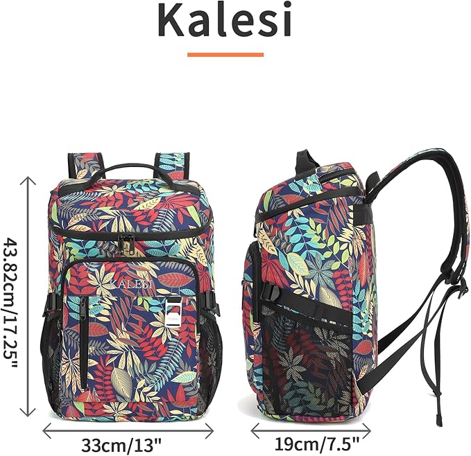 Kalesi Cooler Backpack 36 Cans Lightweight Insulated Backpack Cooler Leak-Proof Travel Camping Lunch Backpack Outdoor Cutlery Backpack for Men and Women