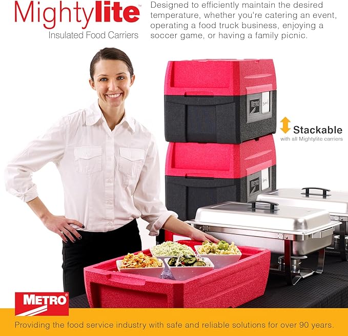 Metro Mightylite ML180XL Top Load Insulated Food Carrier - Professional-Grade Multipurpose Pan Carrier, Insulated Cooler and Food Warmer with Extra Capacity Lid - 45 qt or 5 Pan Capacity