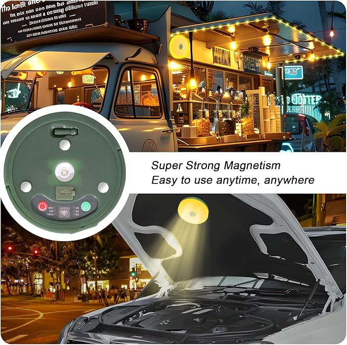 HELESIN Outdoor Waterproof Portable Stowable String Light, 3 in 1 Camping String Lights Outdoor with 8 Lighting Modes, USB Rechargeable Tent Lights for Camping, Hiking, Yard, RV (Warm Light)