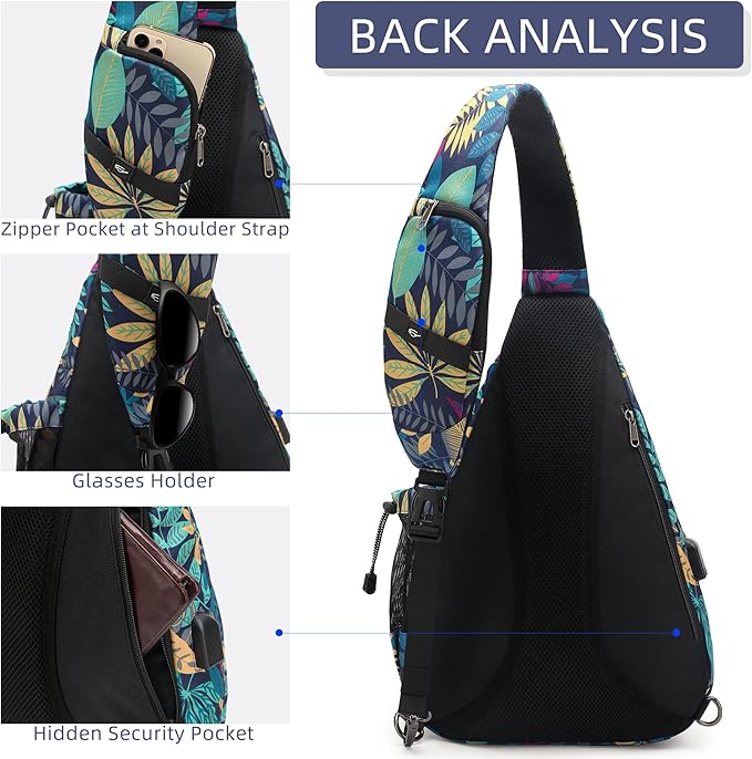 Water-Proof Sling bag/Crossbody Backpack/Shoulder Bag with USB Charging Port for Travel, Hiking, Cycling, Camping