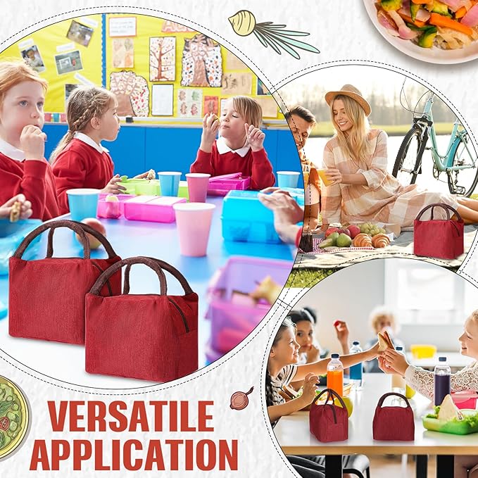 Chunful 12 Pcs Lunch Bags Bulk Insulated Reusable Lunch Bags Pouch with Aluminum for Women Adult School Office Work Employees