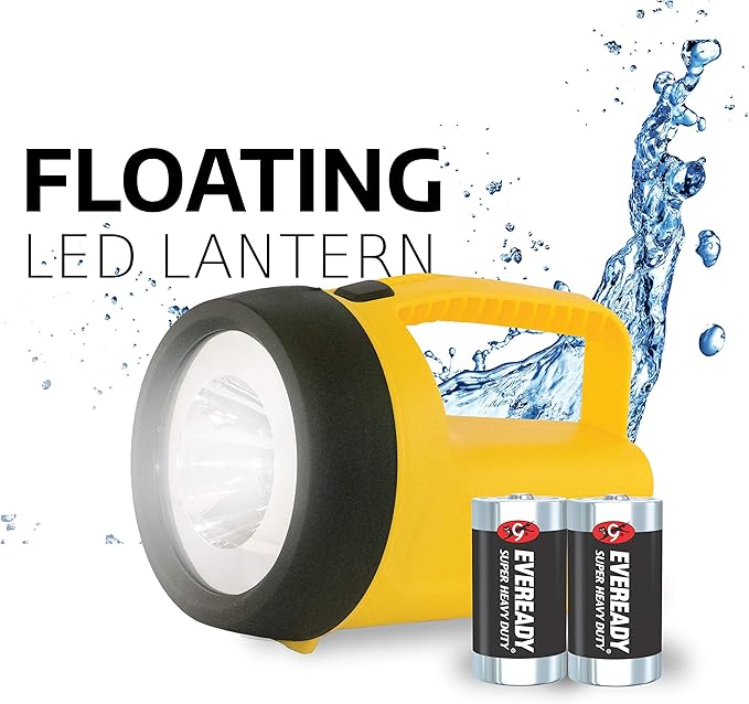 Eveready LED Floating Lantern Flashlight, Battery Powered LED Lanterns for Hurricane Supplies, Survival Kits, Camping Accessories, Power Outages, Batteries Included