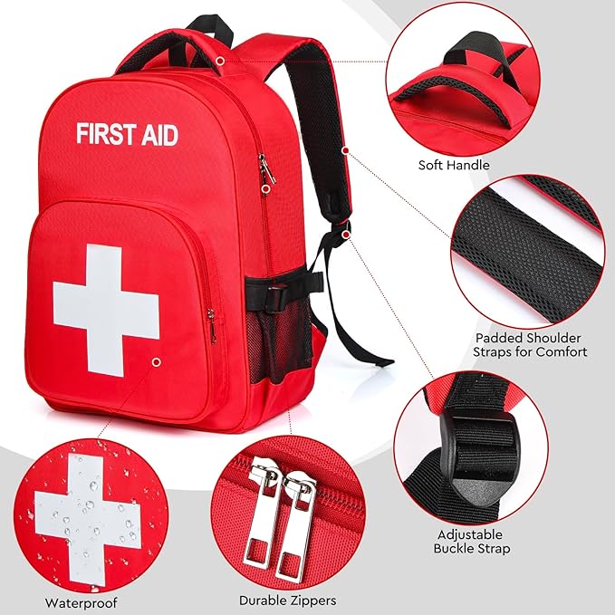 Empty First Aid Backpack, Emergency Medical Backpack with Multi-Pocket, Water-proof First Aid Bag Emergency Medical Bag, Nice for Outdoor Hiking Travel Field Trips Camping