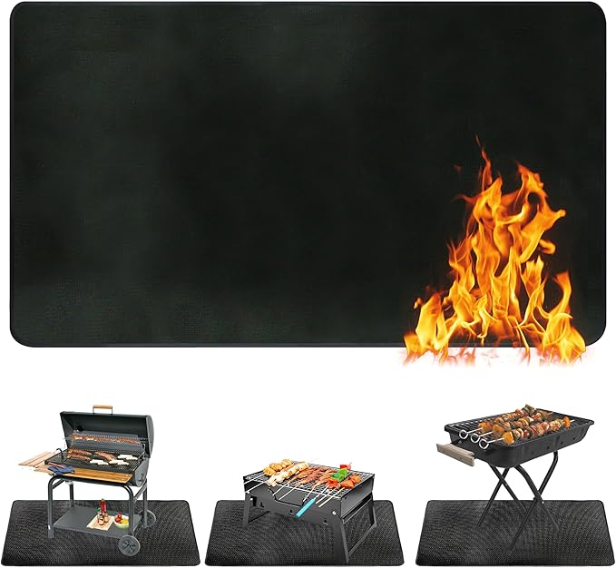 Ogrmar 48 x 30 Inch Under Grill Mats for Outdoor Grill, Indoor Fire Pit/Fireplace Mat, Waterproof Oil-Proof Grill Floor Pads, BBQ Mat Protector for Deck, Patio and Grass (48 * 30 Inch)