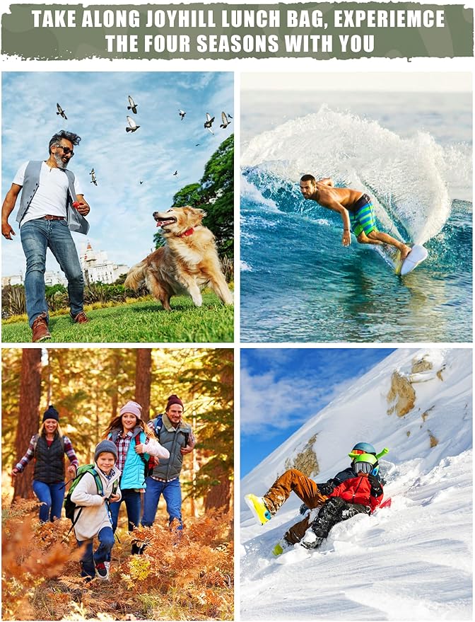 JOYHILL Tactical Lunch Box for Men, Double Deck Expandable Insulated Lunch Bag, Large Durable Thermal and Cooler Bag for Adult, Modern Leakproof Bag for Adult Work, Camping, Picnic, Navy,18 L/24 Can