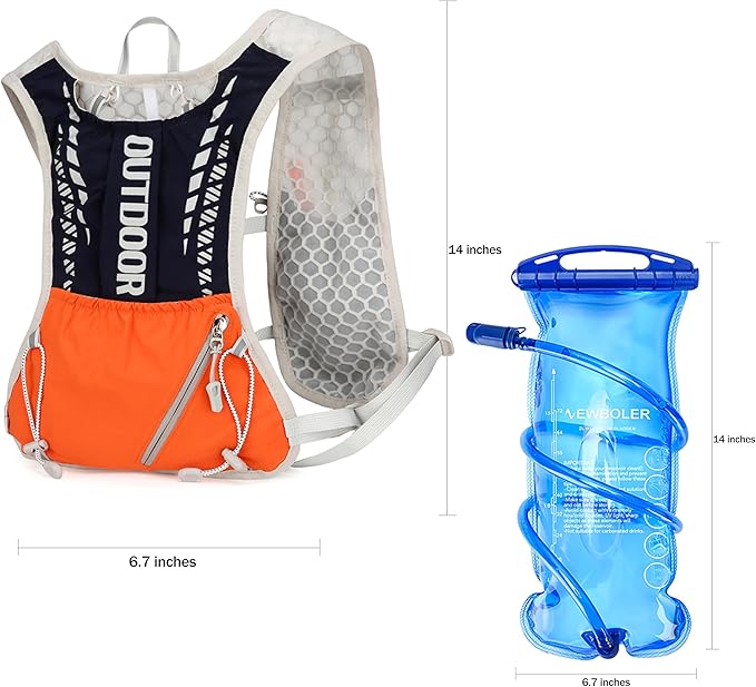 5L Hydration Backpack for Women and Men - Lightweight Running Vest with 1.5L Water Bladder, Water Backpack for Hiking, Running, Biking, Cycling and Rave, Adjustable Straps