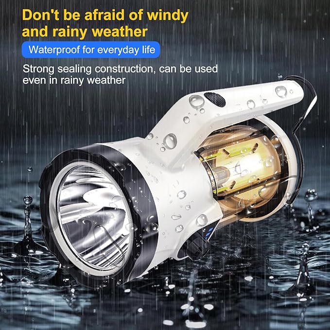 Lixada LED Camping Lantern,USB C Rechargeable Lantern with Stepless Dimming,Emergency Flashlight Flood Light with Folding Hook for Searchlight Power Outages Spotlight Outdoor Fishing Emergency