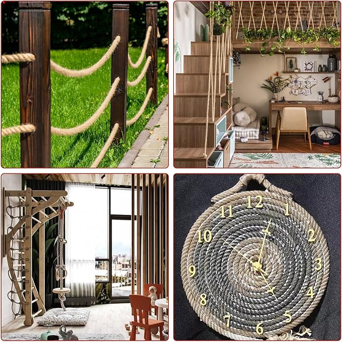 Twisted Manila Rope 1/2 in x 100 feet Natural Hemp Rope for Docks Railing Nautical Landscaping Crafts Tug of War Marine Tie-Downs Hammock Home Decorating