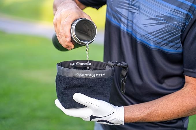 Golf Club and Golf Ball Cleaning Bag, Waterproof Clean Face Technology Liner, Detachable Clip, Machine Washable, Cleans Club Grooves, Dry Exterior (Neoprene or Microfiber Option Available)