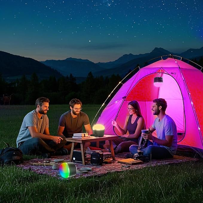 LED Camping Lantern Rechargeable, 1000LM Portable Camping Tent RGB Light with 10 Light Modes & Magnetic Base, 4000mAh Emergency Hanging Light for Hurricane, Power Outage, Camping, Hiking
