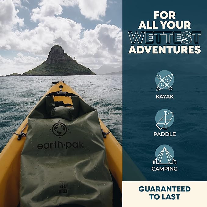 Earth Pak Waterproof Dry Bag - Roll Top Waterproof Backpack Sack (20L Orange & 20L Green)