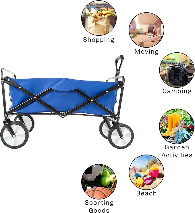 Wakeman 75-CMP1096 Outdoors Folding Wagon – Collapsible All-Terrain Utility Pull Cart with Telescoping Handle for Camping, Beach, Sports or Grocery Shopping