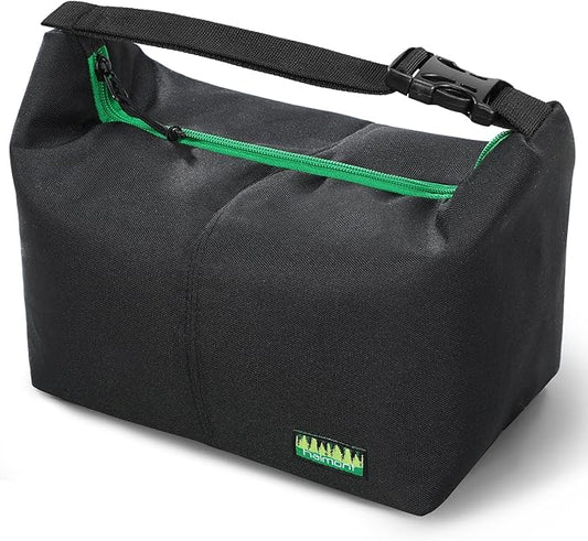 Haimont Small Insulated Lunch Bag for Women Men, Portable Lunch Tote Cooler with Buckle, Leakproof Reusable Lunchbox for Work Picnic Travel, Black