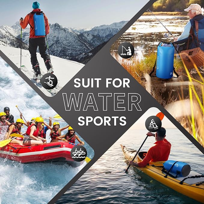 Waterproof Dry Bag, Roll Top Lightweight Waterproof Bag for Men Women 5L/10L/20L Dry Bags for Kayaking, Rafting, Beach, Boating, Swimming & Skiing Dry Waterproof Backpack - 10L