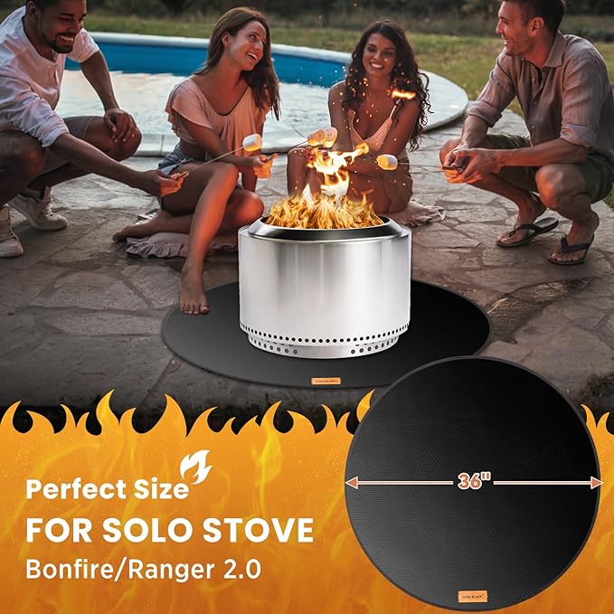 36" Round Fire Pit Mat - Fireproof Deck Patio Protector Mat,4 Layer Waterproof Oil-Proof Under Grill Mat,Firepit Protection Rug,Fire Pit Mat for Deck Fireproof,for Outdoor Grass Grill Accessories