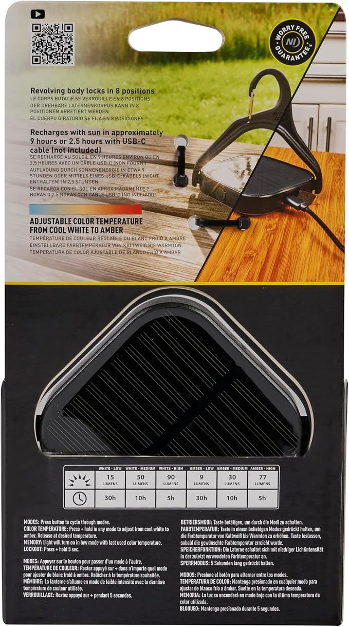 Nite Ize Radiant Revolve Rechargeable & Solar Lantern - Premium Solar Light for Camping Accessories & Backpacking Gear - Weather-Resistant Design with 360-Degree Rotating Body