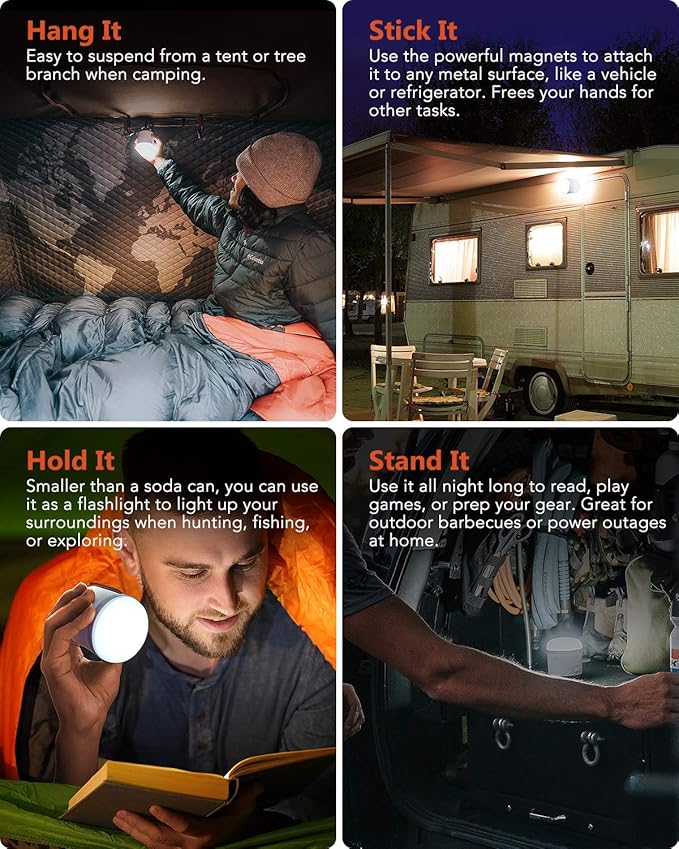 LED Camping Lantern, 6 Light Modes, 7200mAh Power Bank, 660LM, Waterproof, 850ft Long-Range Spotlight, Mini Flashlight Magnetic Base for Hurricane Emergency, Outdoor, Hiking, Home and Car by AIMTOM