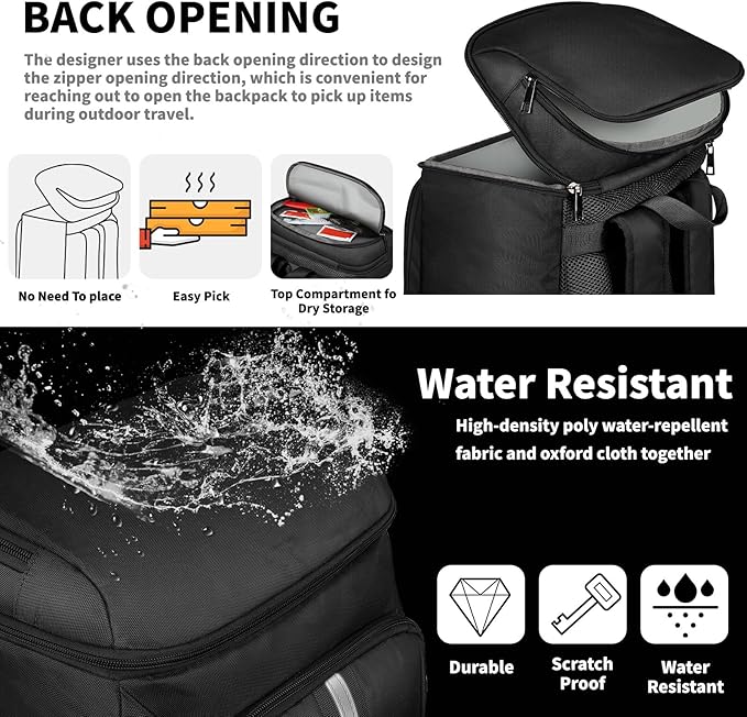 LTINVECK Cooler Backpack,2 Insulated Compartments Backpack Cooler Leakproof Double Deck Lightweight Cooler Lunch Box Bag for Men Women