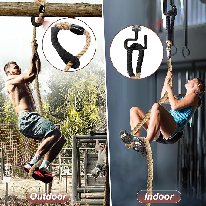 Climbing Rope 1.5 Inch Diameter 10FT 15FT 20FT 25FT 30FT 35FT Gym Climbing Rope for Fitness & Strength Training, Workout Exercises Climbing Rope for Adults Kids Outdoor or Home Indoor