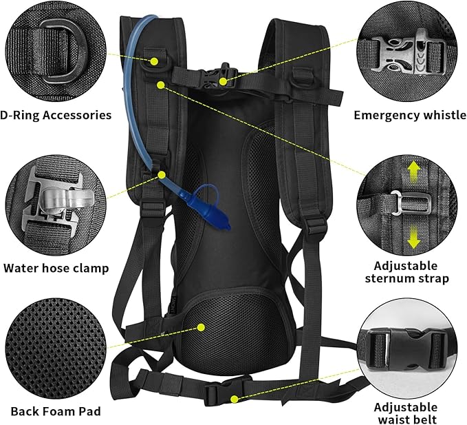 SUNRISING Tactical Molle Hydration Backpack with 3L Water Bladder - Lightweight Military Water Backpack for Hiking, Running, Cycling