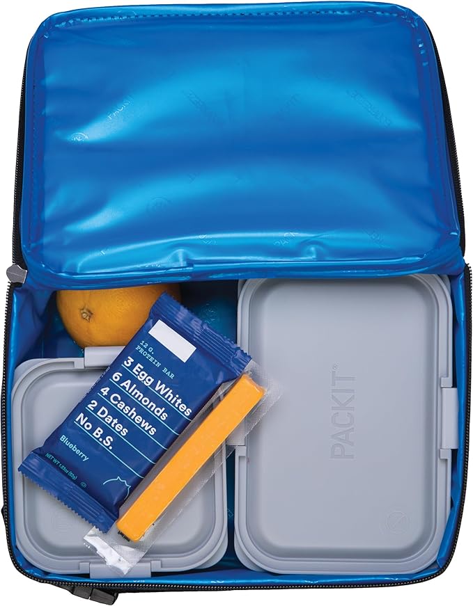 PackIt Freezable Classic Lunch Box, Sporty Camo Charcoal Navy, Built with EcoFreeze Technology, Collapsible, Reusable, Zip Closure With Zip Front Pocket and Buckle Handle, Desgined for Lunches