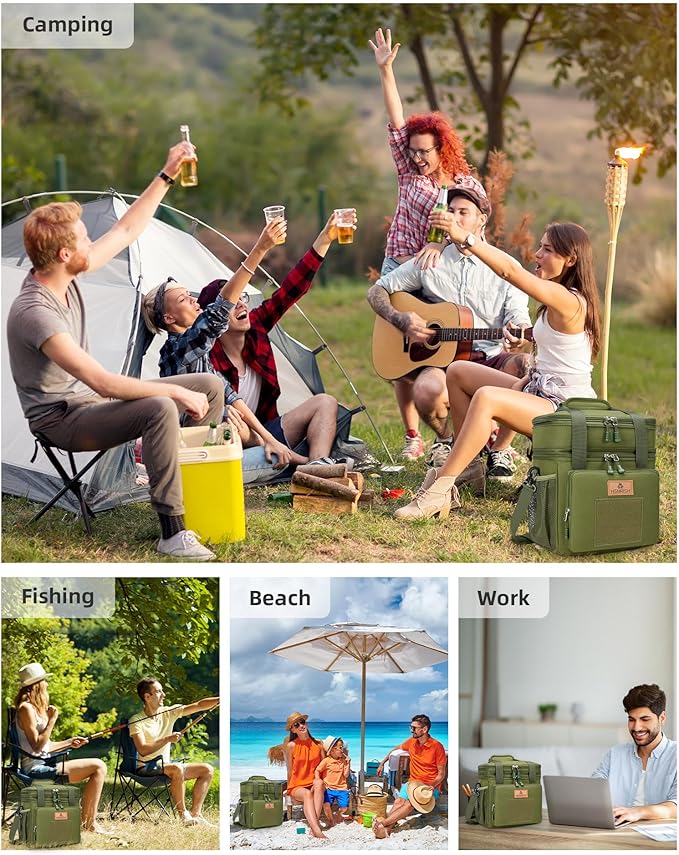 HSHRISH Tactical Lunch Box, Large Expandable Insulated Lunch Bag, Durable Leakproof Cooler Bag for Men/Women/Adults/Work Office Outdoor Picnic Trip,16 L, Army Green