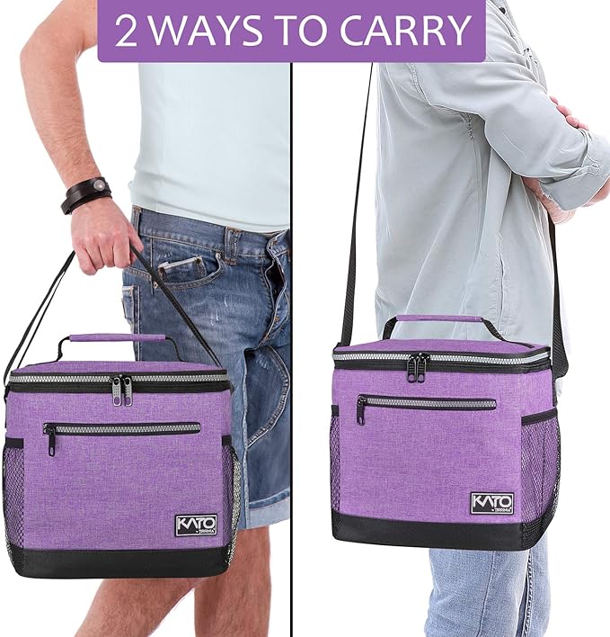 Tirrinia Large Insulated Lunch Box for Men/Women, Leakproof Thermal Lunch Bag for Office Picnic Work Beach Camping,Reusable Lunch Cooler Tote for Adult,Purple