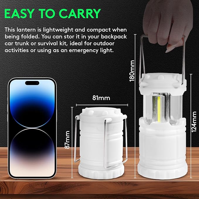 KUNHE 2 Pack LED Glow-in-The-Dark Camping Lanterns Battery Powered (Includes 6 AA Batteries) 350 Lumens IPX4 Water Resistant Portable Lights for Emergency Hurricane Storms and Outages