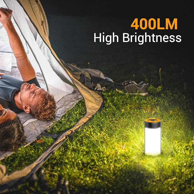 LED Camping Lantern, CT CAPETRONIX Rechargeable Camping Lights with 400LM 5 Light Modes Water-Resistant, Portable Tent Lights for Camping Power Outage Emergency Hurricane (4 Pack, Black & Orange)