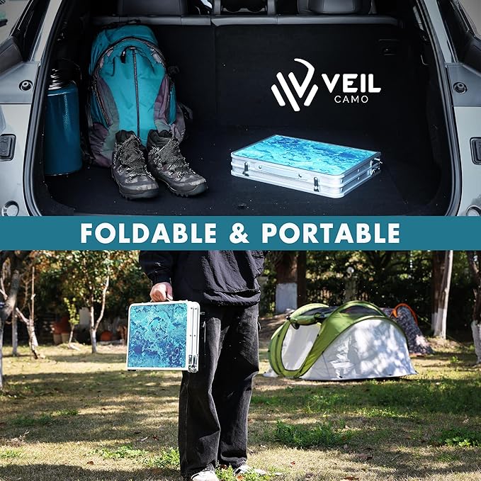VILLEY Folding Camping Table 2FT, Portable Small Picnic Table with Adjustable Height, Lightweight Aluminum Foldable Table with Carry Handle for Outdoor Indoor BBQ Hiking Beach