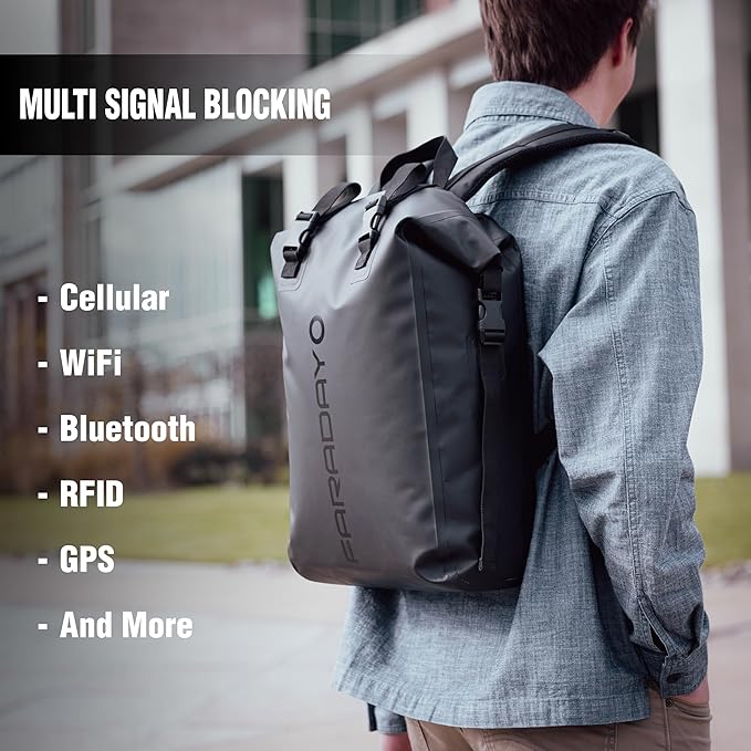 Waterproof Faraday Dry Bag - 17L Backpack - Fast, Easy Access for Device Shielding - Protect Data and Devices from Hacking, Tracking, EMP