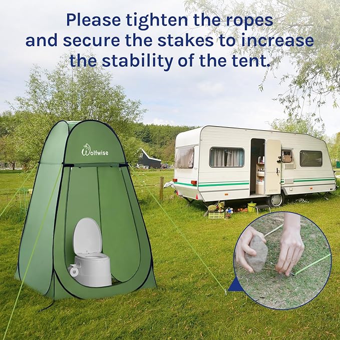 WolfWise Portable Pop Up Privacy Shower Tent, Spacious Changing Room, Dressing Room, Sun Sunshade Canopy Outdoor Rain Shelter, Backpack Privacy Shelters for Camping, Hiking, Beach, Toilet, Green