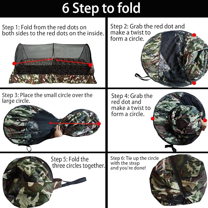 CMINGJ Portable Mosquito Net Foldable Pop-Up Travel Mosquito Net for Bed Free Installation-Suitable for Baby Adults Bedroom, Camping, nap, Patio (Extra-Large-Bottom Zipper(Black&Camouflage))