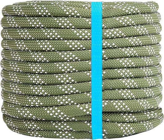 1/2 Inch 200ft Double Braided Polyester Arborist Rope, Heavy Duty Nylon Rope for Anchor, Tree Work, Cargo, Pulling, Sailing(ArmyGreen)