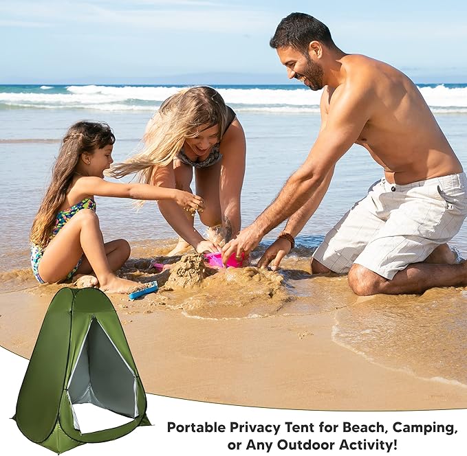Pop Up Large Privacy Tent - 7ft Tall - Oversized Strong Camping Toilet Tent- Portable Camp Shower Pod w/Hooks- Porta Pod- Outdoor Bathroom, Potty, Changing Private Room