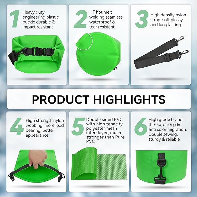 MARCHWAY Floating Waterproof Dry Bag Backpack 5L/10L/20L/30L/40L, Roll Top Sack Keeps Gear Dry for Kayaking, Rafting, Boating, Swimming, Camping, Hiking, Beach, Fishing