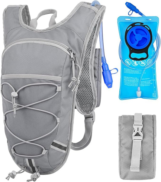 Lightweight Hydration Backpack 2L Water Bladder Pack for Running, Cycling, Hiking – Anti-Theft Water Backpack with Phone Holder, Trekking Pole Holder & Reflective Strips for Men & Women