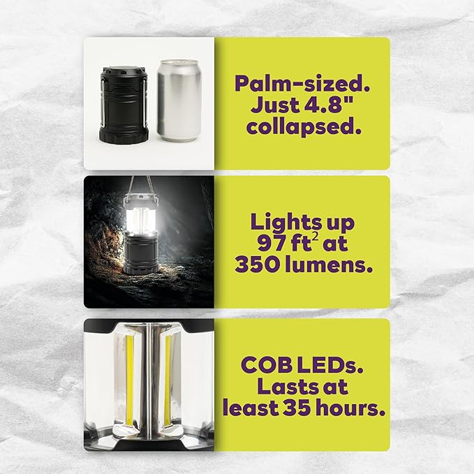 ATack LED Camping Lantern Battery Powered 4-Pack Camping Flashlight Lantern for Power Outages, Portable Collapsible Hanging Lights Essential for Home Outdoor Hurricane Emergency Lamp Survival Kit Gear