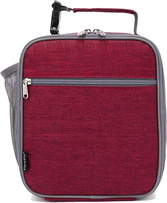 FlowFly Kids Lunch box Insulated Soft Bag Mini Cooler Back to School Thermal Meal Tote Kit for Girls, Boys, Red