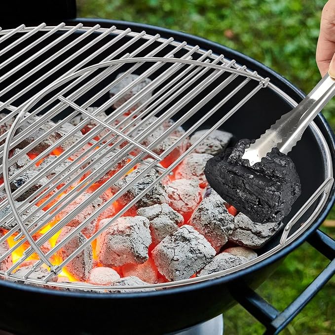 26" Charcoal Cooking Grate for Weber Kettle Charcoal Grill, Stainless Steel Hinged Grid for 2-Zone Cooking, Kettle Grill Charcoal Cooking Grid for Tailgating Backyard, Also Fits Similar Sized Fire Pit
