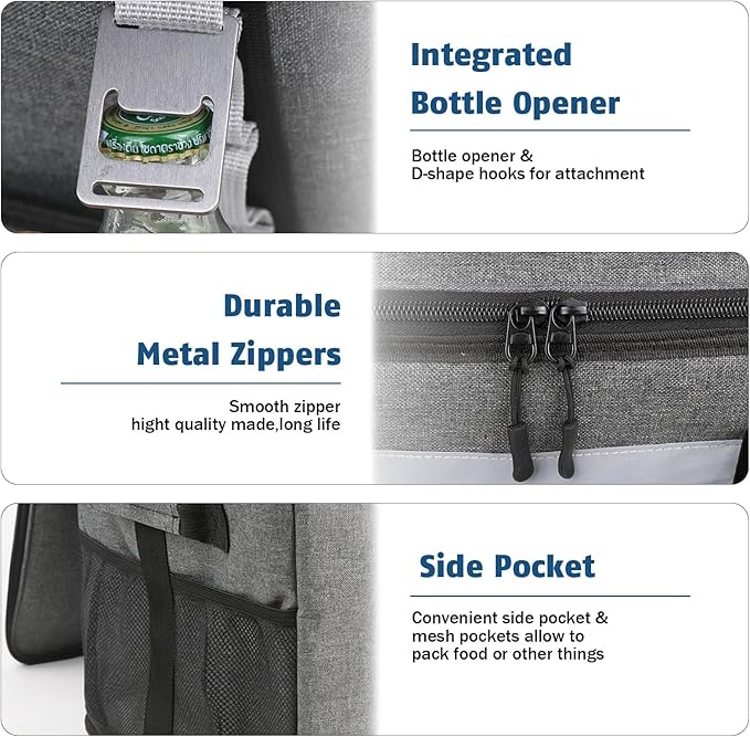 INSMEER Insulated Cooler Bag 65Cans/32 Cans Large Cooler Bag Soft Sided Cooler with Shoulder Strap, Collapsible Leakproof Portable Coolers for Camping/Beach/Food Delivery/Shopping/Outdoor/Picnic
