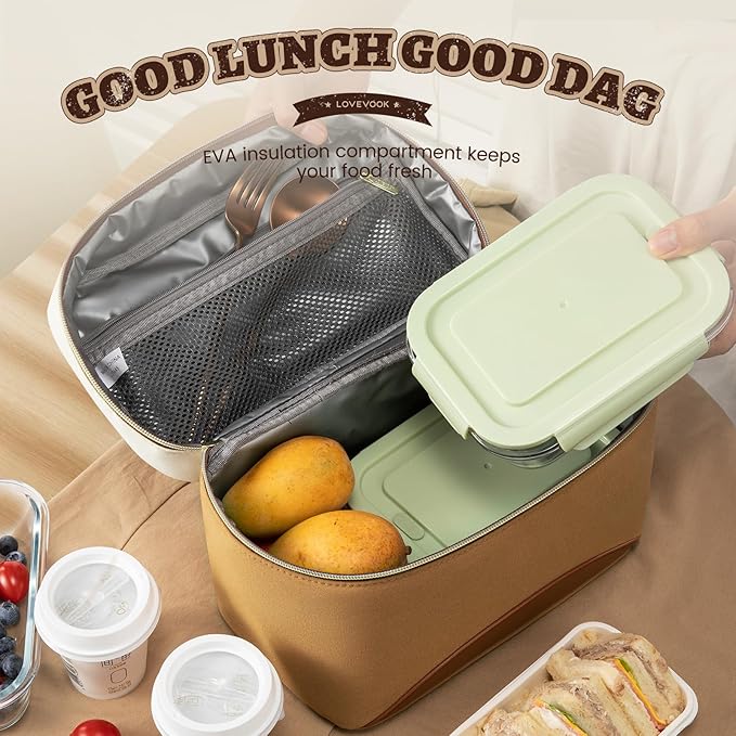 LOVEVOOK Insulated Lunch Bag for Women,Adult Lunch Box for Women,Leakproof Cooler Bag for Office Picnic Hiking Beach,Lunch Tote Bag with Adjustable Shoulder Strap