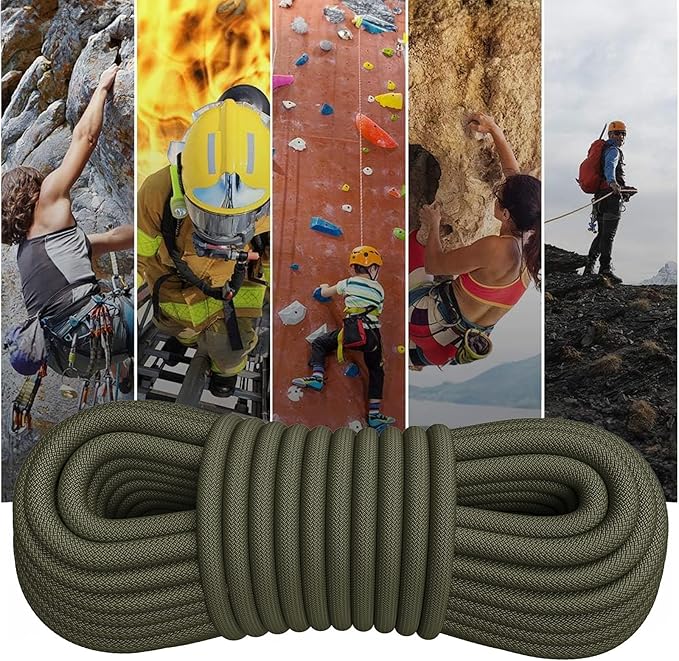 X XBEN Outdoor Climbing Rope 10M(32ft) 20M(64ft) 30M(96ft) 50M(160ft) 70M(230ft) 152M(500FT) 352M(1000FT) Static Rock Climbing Rope for Escape Rope Ice Climbing Equipment Fire Rescue Parachute
