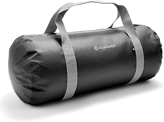 AquaQuest Kuta Zip Duffel - 100% Waterproof Body + Water Resistant Zip, Tough, Lightweight, Practical - Protective Minimalist Bag for Sport, Gym, Travel - 30L Black