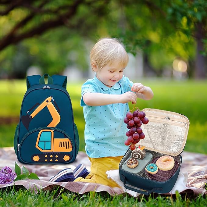 LOIDOU Lunch Box Kids Boys Insulated Lunch Bag Thermal Meal Tote Truck Reusable Lunch Pail Bags for School Travel